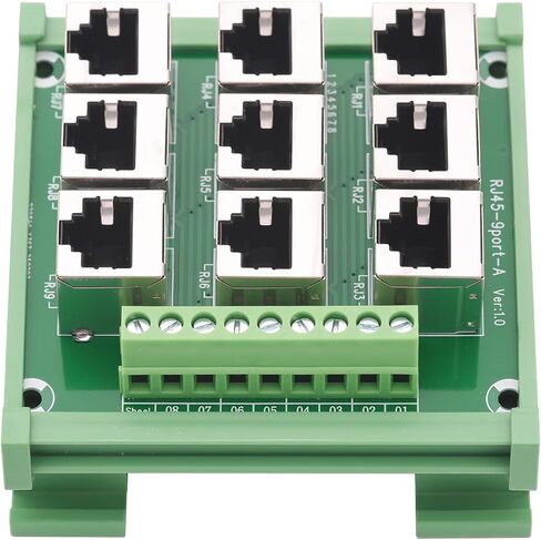 RJ45 8P8C DIN لوحة توزيع موصل إيثرنت للسكك الحديدية، اتصال متوازي بأربعة اتجاهات RJ45 موصل كتلة طرفية بمقبس رأسي in Kuwait