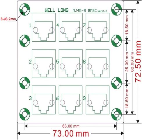 RJ45 8P8C DIN لوحة توزيع موصل إيثرنت للسكك الحديدية، اتصال متوازي بأربعة اتجاهات RJ45 موصل كتلة طرفية بمقبس رأسي in Kuwait