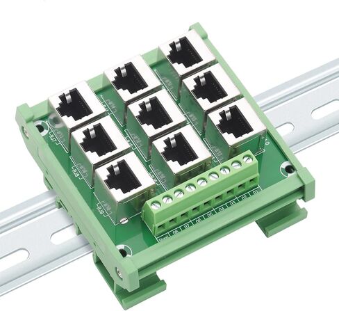 RJ45 8P8C DIN لوحة توزيع موصل إيثرنت للسكك الحديدية، اتصال متوازي بأربعة اتجاهات RJ45 موصل كتلة طرفية بمقبس رأسي in Kuwait