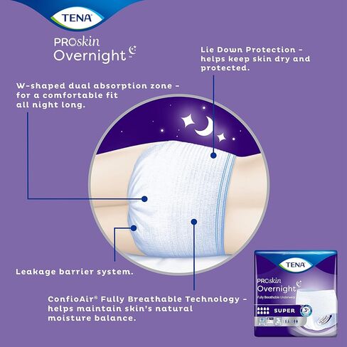 TENA ProSkin Overnight Super Protective Incontinence Underwear, Heavy Absorbency, Unisex, Large, 14 count in Saudi Arabia