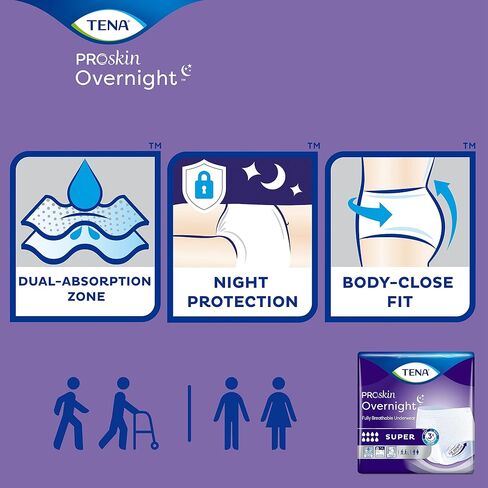 TENA ProSkin Overnight Super Protective Incontinence Underwear, Heavy Absorbency, Unisex, Large, 14 count in Saudi Arabia