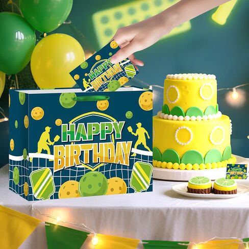 LUUFILx Pickleball Gift Bag Pickleball Birthday Goodie Bag with Greeting Card and Tissue Paper for Pickleball Party Favor Bags Wrapping Paper Bag for Pickleball Party Decorations in Saudi Arabia