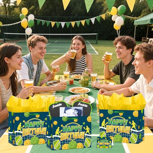 LUUFILx Pickleball Gift Bag Pickleball Birthday Goodie Bag with Greeting Card and Tissue Paper for Pickleball Party Favor Bags Wrapping Paper Bag for Pickleball Party Decorations in Saudi Arabia