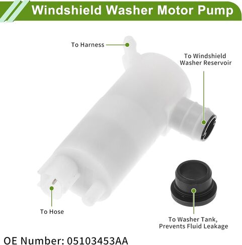 ACROPIX Windshield Washer Pump with Grommet for Dodge Durango 2011-2025 Front Washer Fluid Pump Windshield Wiper Pump No.05103453AA Black,White 1 Set in Saudi Arabia