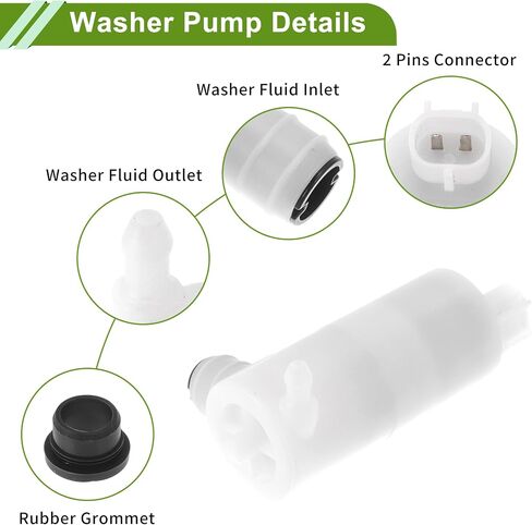 ACROPIX Windshield Washer Pump with Grommet for Dodge Durango 2011-2025 Front Washer Fluid Pump Windshield Wiper Pump No.05103453AA Black,White 1 Set in Saudi Arabia