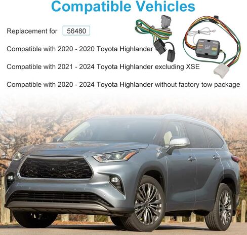 Waterwich 4-Pin Trailer Wiring Harness متوافق مع Toyota Highlander 2020-2024 بديل لـ 56480 Trailer Hitch Wiring Tarness لأضواء المقطورة in Saudi Arabia