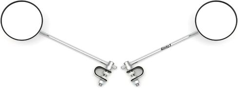Set of 2 Universal 4" Chrome Clamp-On Mirrors - 10" Long Stem - Motorcycle/ATV/Scooter/Moped in Saudi Arabia