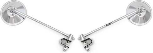 Set of 2 Universal 4" Chrome Clamp-On Mirrors - 10" Long Stem - Motorcycle/ATV/Scooter/Moped in Saudi Arabia