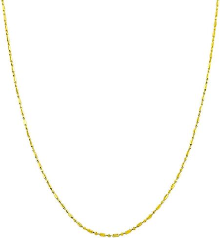 Kooljewelry 14k Yellow Gold 0.8 mm Diamond-Cut Alternate Bead and Ball Chain Necklace in Kuwait