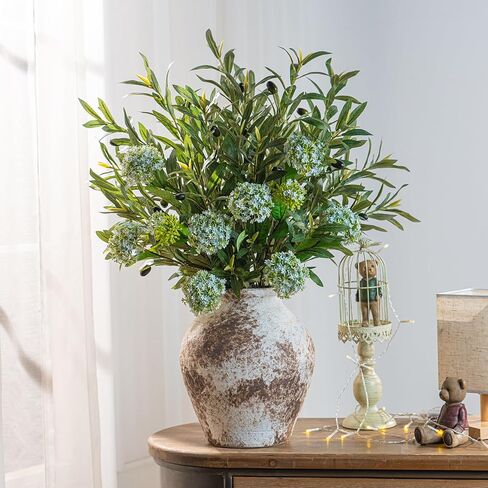 8pcs 24 "فروع الزيتون الاصطناعية ، فروع أشجار الزيتون المزيفة الواقعية مع 712 أوراق الحرير و 4 زيتون ، سيقان قابلة للانحناء لمواد الحشو ، القطع المركزية الزفاف ، ديكور منزل المزرعة - لا مزهرية in Kuwait