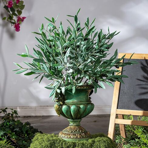 8PCS 24" Artificial Olive Branches, Realistic Fake Olive Tree Branches with 712 Silk Leaves & 4 Olives, Bendable Stems for Vase Fillers, Wedding Centerpieces, Farmhouse Home Decor - No Vase in Kuwait