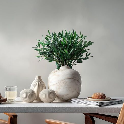 8PCS 24" Artificial Olive Branches, Realistic Fake Olive Tree Branches with 712 Silk Leaves & 4 Olives, Bendable Stems for Vase Fillers, Wedding Centerpieces, Farmhouse Home Decor - No Vase in Kuwait