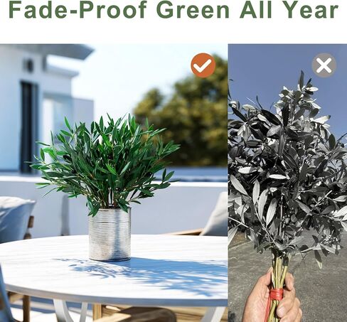 8PCS 24" Artificial Olive Branches, Realistic Fake Olive Tree Branches with 712 Silk Leaves & 4 Olives, Bendable Stems for Vase Fillers, Wedding Centerpieces, Farmhouse Home Decor - No Vase in Kuwait