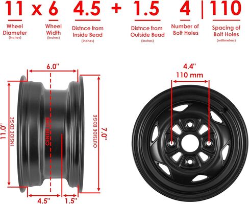 حافة العجلة الأمامية Caltric متوافقة مع Honda Rancher 420 TRX420TE ES / TRX420TM 2014-2024 / RANCHER 420 TRX420FA 2014-2024 in Saudi Arabia