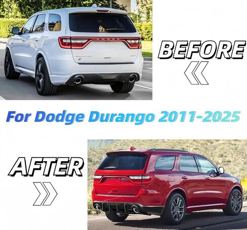 Rear Diffuser Lip 5Pcs Glossy Black Compatible with for Dodge Durango 2011-2024 Rear Diffuser Lip Splitter Spoiler with Shark Fin & Dual Tips in Saudi Arabia