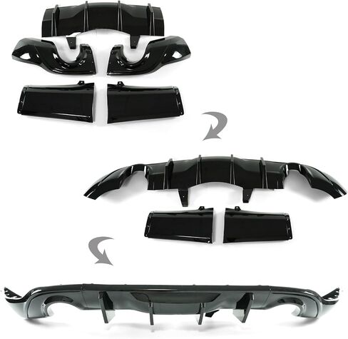 الشفاه الخلفية الشفاه 5pcs أسود لامع متوافق مع دودج دورانجو 2011-2024 المفسد الشفاه الخلفي مع زعنفة القرش والنصائح المزدوجة in Kuwait