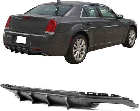 IKON MOTORSPORTS, Rear Bumper Diffuser Lip Compatible with 2015-2023 Chrysler 300, Matte Black PP IKON V2 Style Rear Lower Lip Shark Fins Splitter Part 2pcs, 2016 2017 2018 2019 2020 2021 in Saudi Arabia
