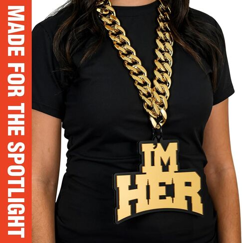 TrophySmack 'I'm Her' Turnover Chain - Chrome Gold & Black Acrylic in Saudi Arabia