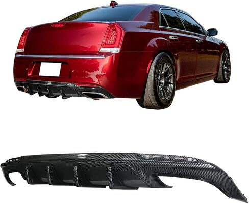 Ikon Motorsports ، الشفاه الخلفية الناشئة المتوافقة مع 2015-2023 Chrysler 300 ، Matte Black Pp Ikon V2 Style Lear Lip Shark Fins Part 2pcs ، 2016 2017 2018 2019 2020 2021 in Kuwait