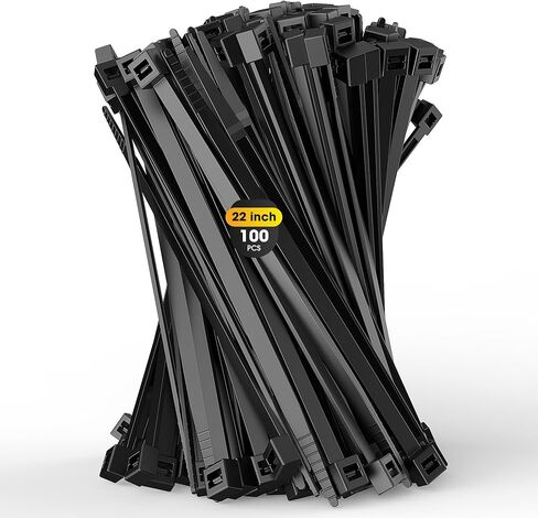 zip ties heavy duty ، 22+12 بوصة 100pcs صناعة الكابلات الصناعة ， 250 رطلا قوة الشد 0.5 بوصة ， علاقات سلكية كبيرة قابلة للتعديل لفات النايلون للداخلية في الهواء الطلق in Kuwait