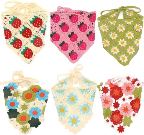 6pcs الزهور الكروشيه الشعر bandanas boho floral crochet head head bandana bandana hollow hawlars head bandanas for women girl in Saudi Arabia