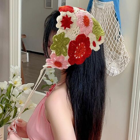 6pcs الزهور الكروشيه الشعر bandanas boho floral crochet head head bandana bandana hollow hawlars head bandanas for women girl in Saudi Arabia
