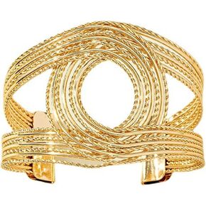 Chunky Gold Bracelet For Wemen, Geometric Hollow Braided The Bling Statement Pride Bold Bangles Party Birthday Stack Mother Jewelry Wife Gift in Kuwait