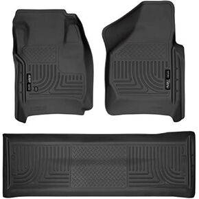 Husky Liners Weatherbeater Floor Mats | Fits 2008-2010 Ford F-250/F-350/F-450 Crew Cab Without Manual Shifter (Footwell Coverage) | Front & 2nd Row, 3-pc Black - 98381 in Kuwait