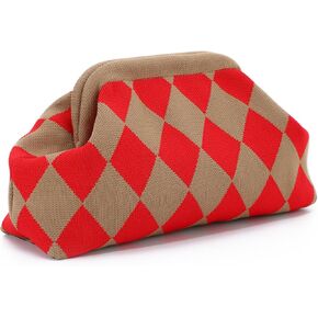 Oweisong Woven Clutch Purse for Women Summer Beach Bag Casual Colorblock Evening Handbags Vacation Bag with Chain in Saudi Arabia