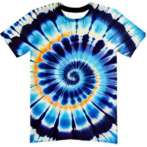 Kids Tie Dye Shirt Children Size 4-10 Years Boys' Girls' Hippies Senior Tie Dye T-Shirt in Saudi Arabia