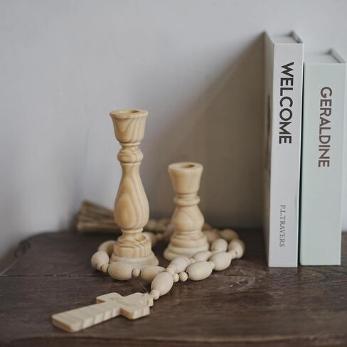 Wood Bead Garland with Blessed Cross, Blessing Beads with Wooden Cross, Beaded Cross Decor, Decorative Beads for Farmhouse Decor in Kuwait