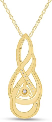 Affy 1/10 CT.T.W Round Round Diamond Twist Flame Necklace في 14K Gold Placed 925 Sterling Silver ، 18 "سلسلة (C-J Color ، I2-I3 Clarity ، 0.10 CTTW) in Saudi Arabia