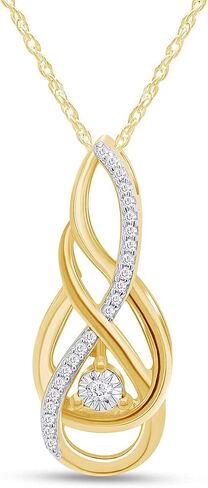 Affy 1/10 CT.T.W Round Round Diamond Twist Flame Necklace في 14K Gold Placed 925 Sterling Silver ، 18 "سلسلة (C-J Color ، I2-I3 Clarity ، 0.10 CTTW) in Saudi Arabia