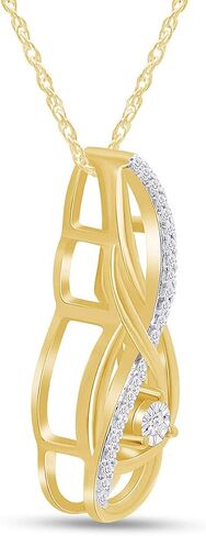 Affy 1/10 CT.T.W Round Round Diamond Twist Flame Necklace في 14K Gold Placed 925 Sterling Silver ، 18 "سلسلة (C-J Color ، I2-I3 Clarity ، 0.10 CTTW) in Saudi Arabia
