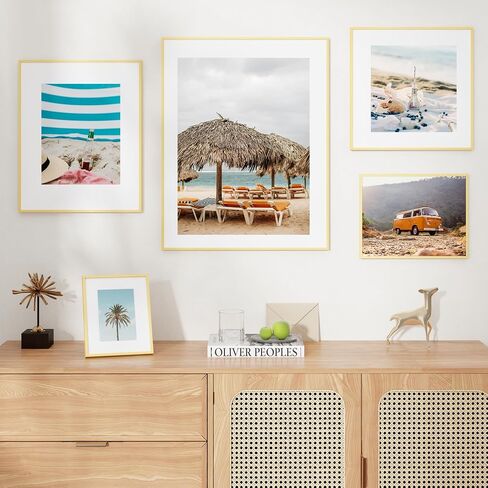 11x14 Picture Frame - 11 by 14 Metal Picture Frame With Mat For 8x10 | 14x11 Frame Aluminum | Plexiglass And Hanging Hardware Included | 11x14 Poster Frame | Gold in Kuwait