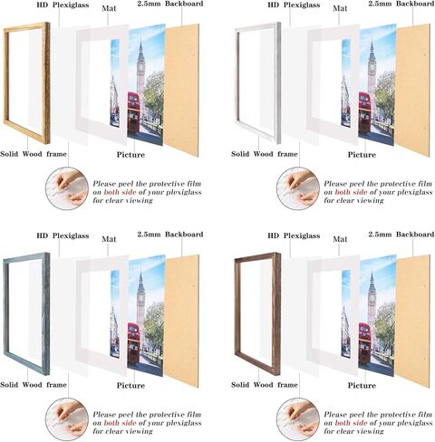 wyooxoo 8x10 Picture Frame 100% Solid Wood Photo Frames, Horizontal and Vertical for Wall and Tabletop, Set of 4 in Kuwait