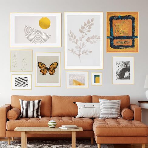 11x14 Picture Frame - 11 by 14 Metal Picture Frame With Mat For 8x10 | 14x11 Frame Aluminum | Plexiglass And Hanging Hardware Included | 11x14 Poster Frame | Gold in Kuwait
