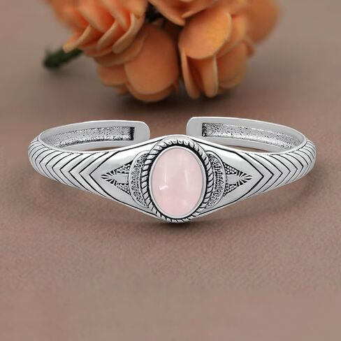 Natural Gemstone Statement Cuff Bangle Bracelets for Men Women – Handmade 925 Silver Plated Birthstone Jewelry – Adjustable Size for Perfect Fit – Ideal Gift for Birthdays, Anniversaries & Special Occasions in Saudi Arabia