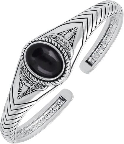 Natural Gemstone Statement Cuff Bangle Bracelets for Men Women – Handmade 925 Silver Plated Birthstone Jewelry – Adjustable Size for Perfect Fit – Ideal Gift for Birthdays, Anniversaries & Special Occasions in Saudi Arabia