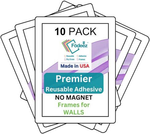 Frames - 10 Pack, Reusable Document Holders for Textured Surfaces - Stick, Display, and Dry Erase - 4x6, White in Saudi Arabia