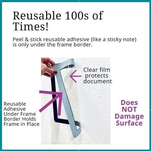 Frames - 10 Pack, Reusable Document Holders for Textured Surfaces - Stick, Display, and Dry Erase - 4x6, White in Saudi Arabia