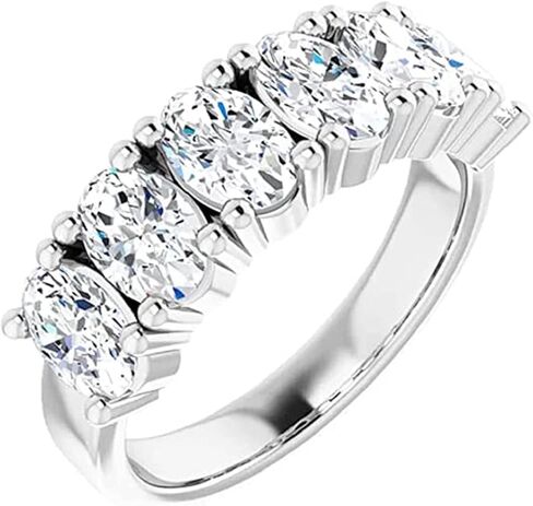 Moissanite World Touch of Paradise Bold Eternity Wedding Band,Oval Cut 6.00CT,VVS1 Clarity, Colorless Moissanite, 925 Sterling Silver, Engagement Ring, Wedding Gift, Perfact for Gift in Saudi Arabia