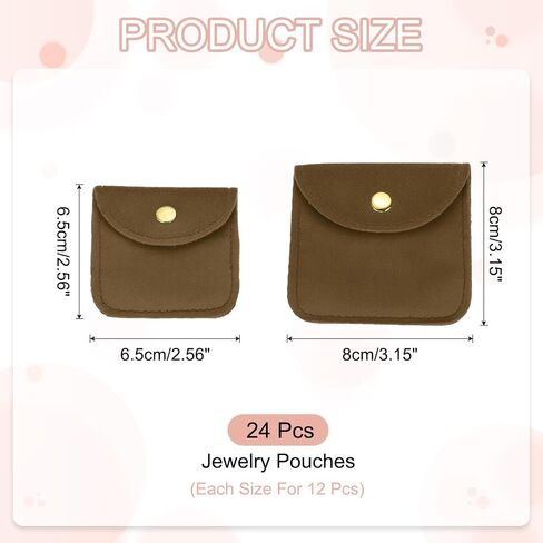 Patikil Velvet Jewelry Pouches ، 24 PCS Jewelry Packaging Hift Facs with Snap Button for Bracelet Watch Necklace ، (2 "x2"/3 "x3") Rose Red in Kuwait