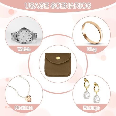 Patikil Velvet Jewelry Pouches ، 24 PCS Jewelry Packaging Hift Facs with Snap Button for Bracelet Watch Necklace ، (2 "x2"/3 "x3") Rose Red in Kuwait