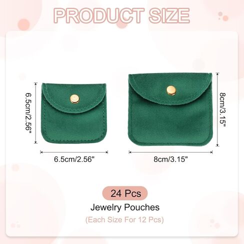 Patikil Velvet Jewelry Pouches ، 24 PCS Jewelry Packaging Hift Facs with Snap Button for Bracelet Watch Necklace ، (2 "x2"/3 "x3") Rose Red in Kuwait
