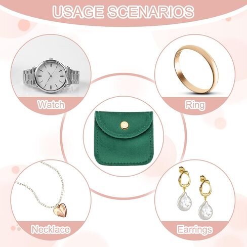 Patikil Velvet Jewelry Pouches ، 24 PCS Jewelry Packaging Hift Facs with Snap Button for Bracelet Watch Necklace ، (2 "x2"/3 "x3") Rose Red in Kuwait