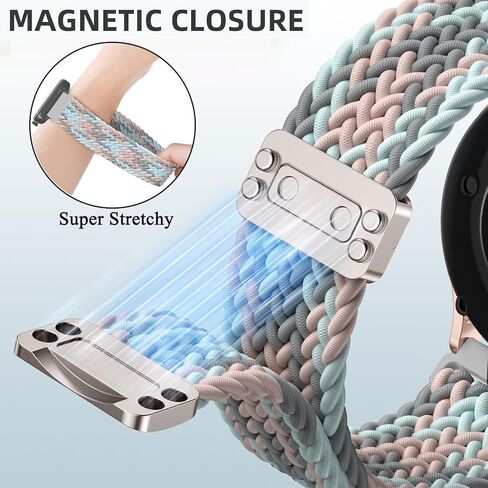 أحزمة ساعة مضفرة مغناطيسية متوافقة مع 18 ملم Garmin Vivoactive 4s/ Venu 2s/ Venu 3s/ Vivomove 3s / Forerunner 255S / Forerunner 265S، حزام من نسيج النايلون المرن القابل للتمدد للنساء والرجال in Kuwait