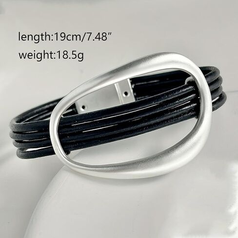 Bracelets for Women Leather Bracelet Multi-Layer Rope Wrap Bangle 14k Gold Plated Circle Hollow Tube Boho Cuff Bangle Bracelets for Women Gift in Saudi Arabia