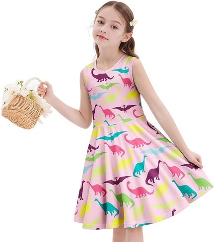 LQSZ Unicorn Dress Girls Kids Summer Sleeveless Sundress Birthday Outfit Twirly School Party Clothes 3-12 Years in Saudi Arabia