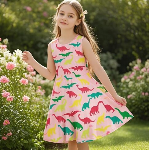 LQSZ Unicorn Dress Girls Kids Summer Sleeveless Sundress Birthday Outfit Twirly School Party Clothes 3-12 Years in Saudi Arabia